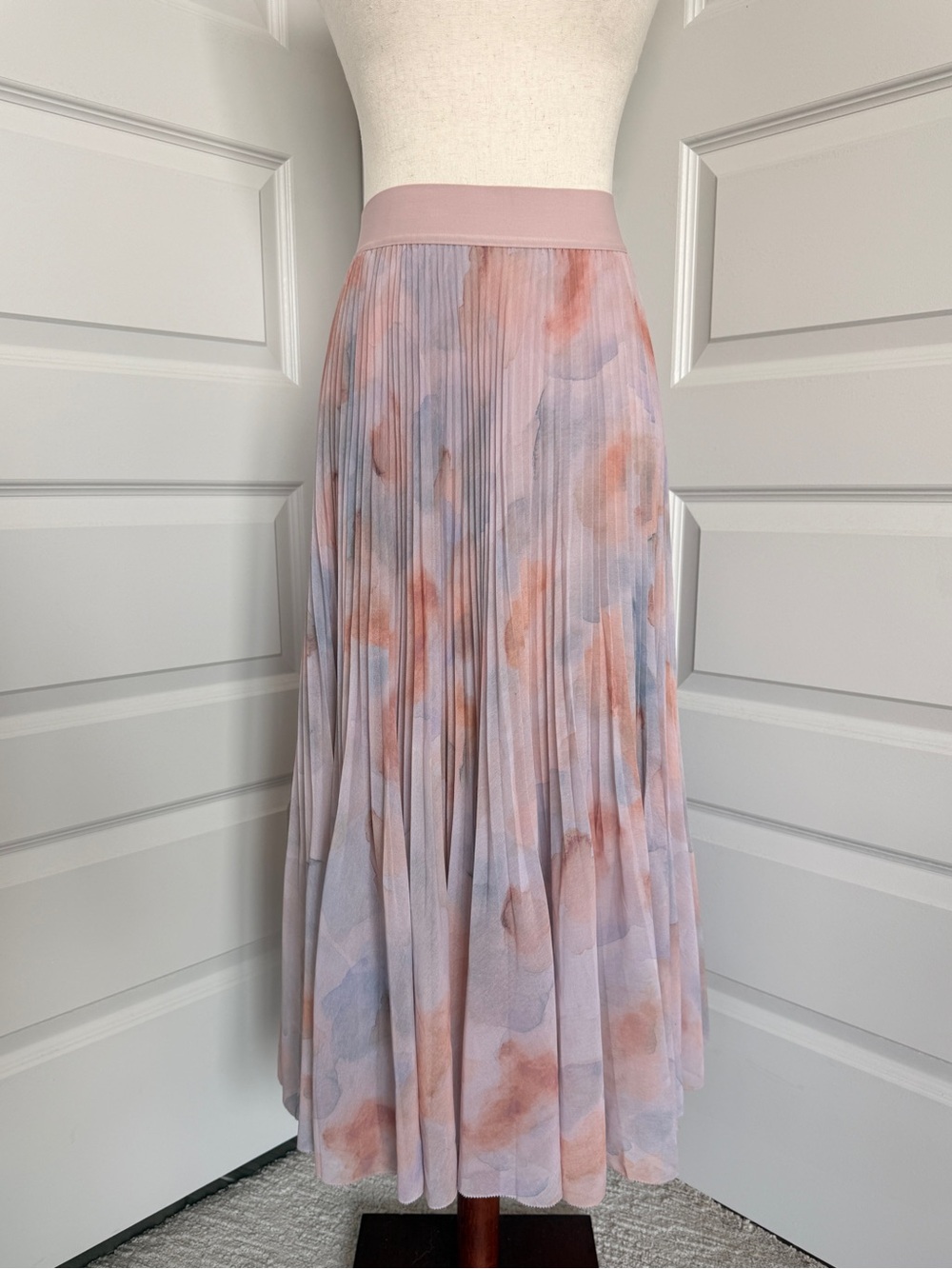 Aritzia Pleated Maxi Skirt in Soft Watercolor